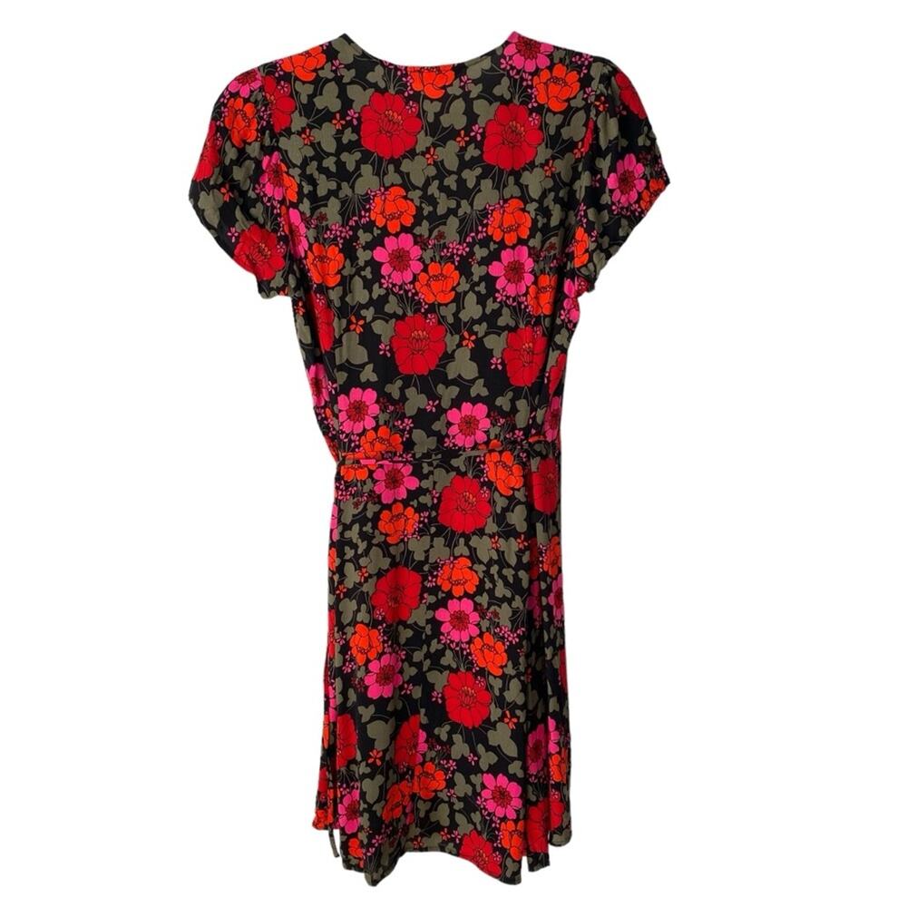 Rolla’s Cleo Rambling Floral Mini Wrap Dress size medium Black Red Pink Flowers - Picture 9 of 12